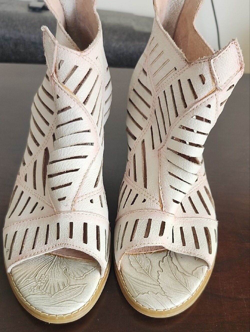 Blush Cutout Peep-Toe Ankle Heels - Picture 2 of 16